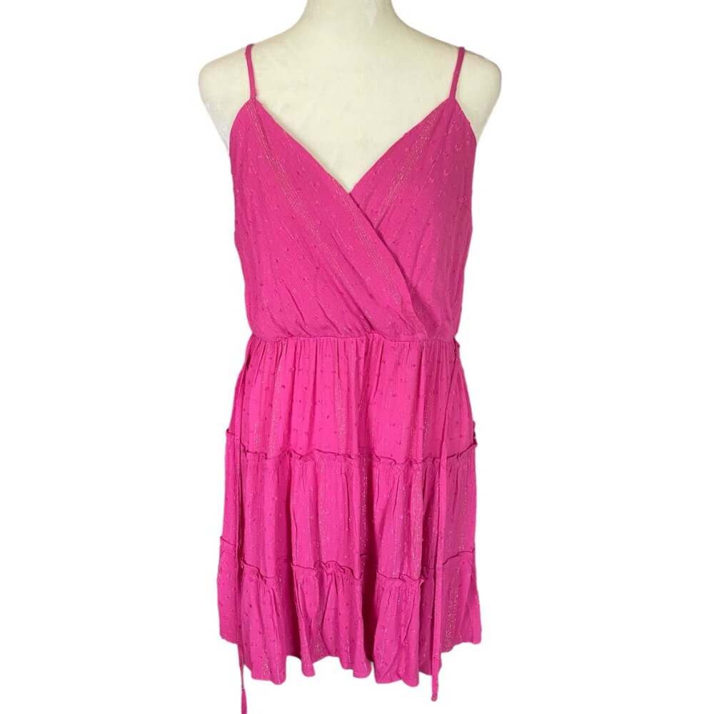 Francesca's Blue Rain women's XL magenta tie at waist A-line dress - Picture 2 of 13
